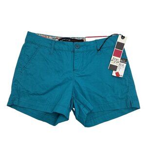 Freestyle Revolution Womens 1 Shorts Teal Blue Cuffed Cotton Stretch Casual New